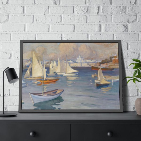 93855-267.jpg The Nyländska Jaktklubben Harbour in Helsinki by Albert Edelfelt Framed Poster