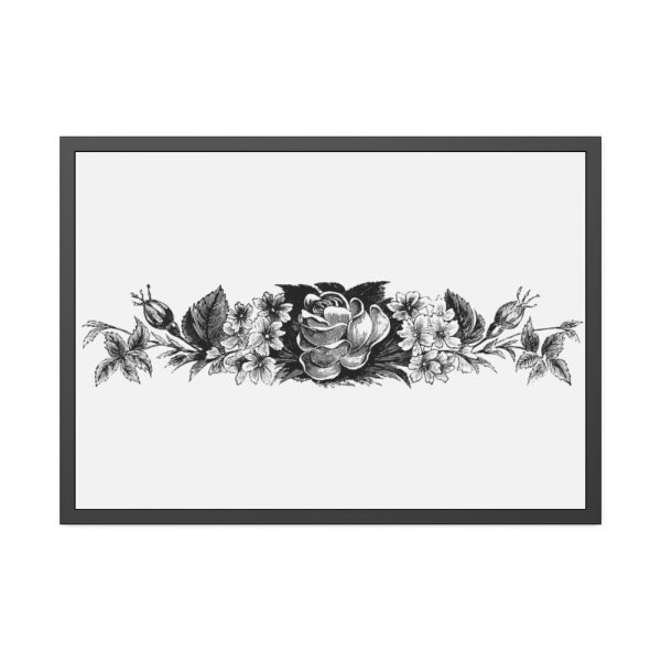 Vintage Victorian Style Blooming Flowers Engraving Framed Poster