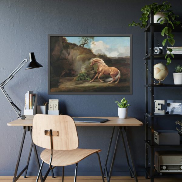 Horse Frightened by a Lion by George Stubbs Framed Poster