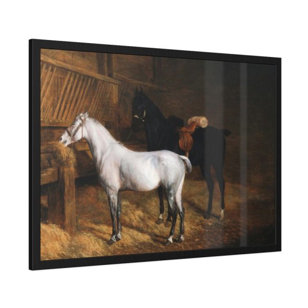 93855-53.jpg A Grey Pony and a Black Charger by Jacques-Laurent Agasse Framed Posters