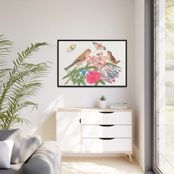 88289-178.jpg Brown Birds on Bouquet with Tulip Framed Canvas