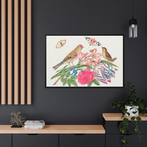 88289-179.jpg Brown Birds on Bouquet with Tulip Framed Canvas