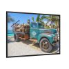 Vintage Truck on the Beach Framed Canvas