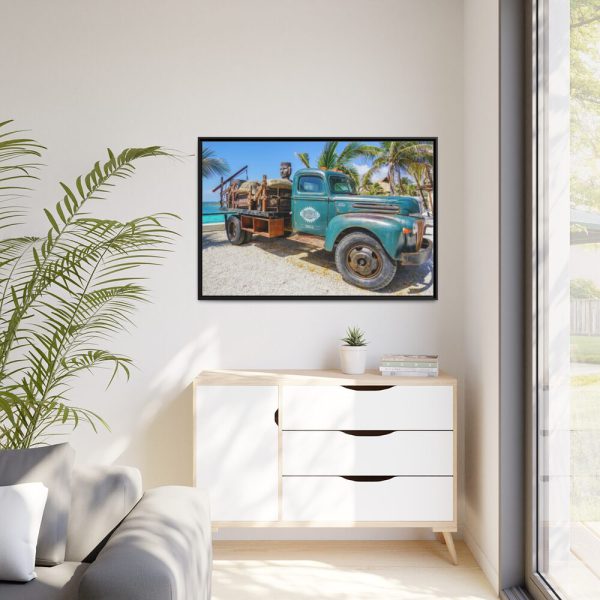 Vintage Truck on the Beach Framed Canvas