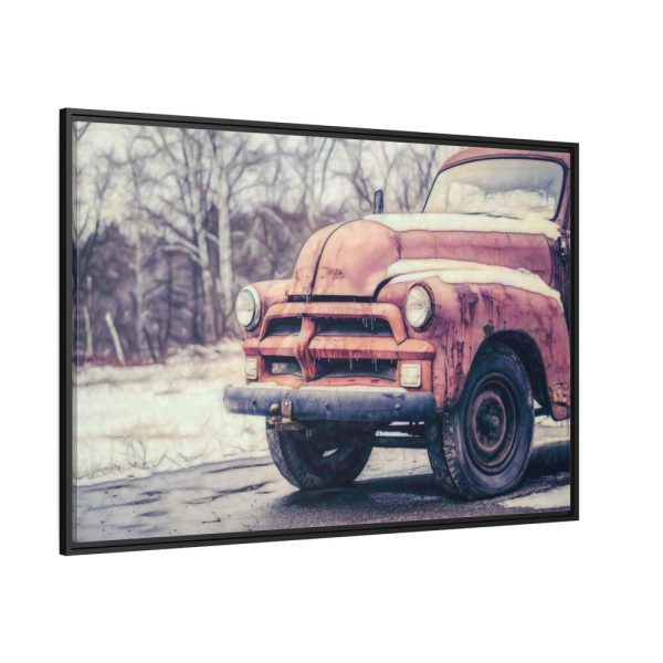 Abandoned Rusty Truck in Winter Framed Canvas