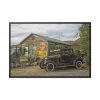 Vintage Truck by the Hut in Desert Framed Canvas