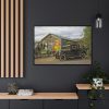 Vintage Truck by the Hut in Desert Framed Canvas