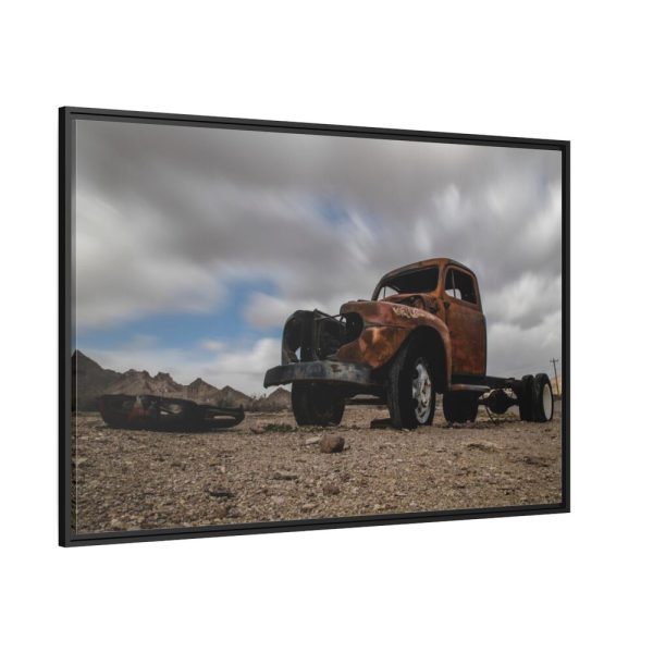 Broken Truck Left in the Desert Framed Canvas