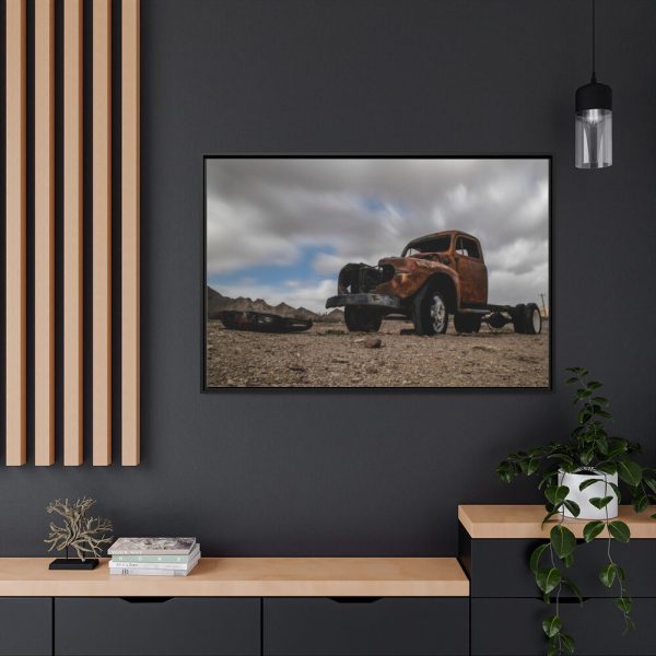 Broken Truck Left in the Desert Framed Canvas