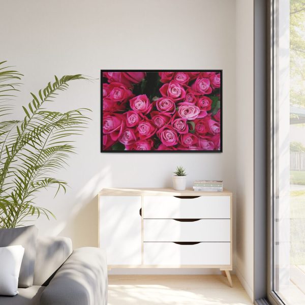 Flowers Rose Pink Bouquet Framed Canvas