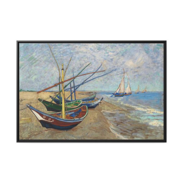 88289-306.jpg Fishing Boats on the Beach at Saintes-Maries by Vincent van Gogh Framed Canvas