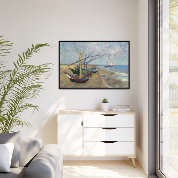 88289-308.jpg Fishing Boats on the Beach at Saintes-Maries by Vincent van Gogh Framed Canvas