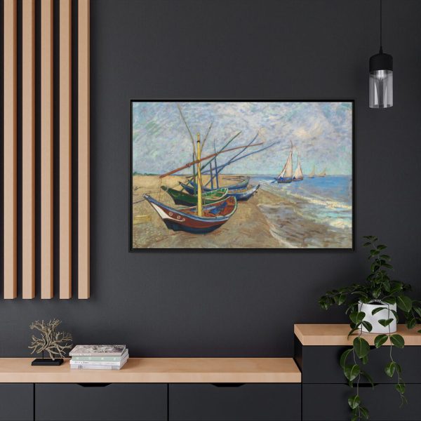 88289-309.jpg Fishing Boats on the Beach at Saintes-Maries by Vincent van Gogh Framed Canvas
