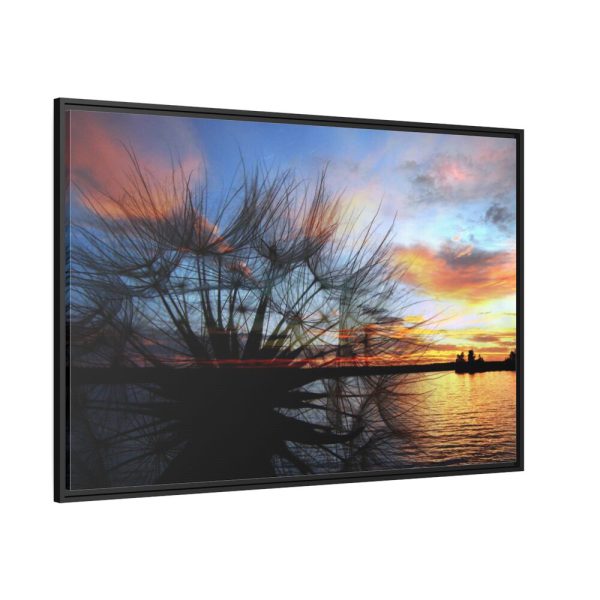 88289-340.jpg Dandelion Sunset Sillhouette Floral Framed Canvas