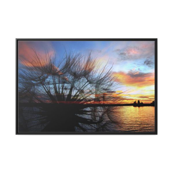 88289-341.jpg Dandelion Sunset Sillhouette Floral Framed Canvas