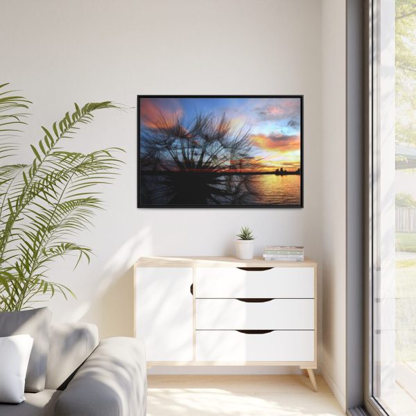 88289-343.jpg Dandelion Sunset Sillhouette Floral Framed Canvas