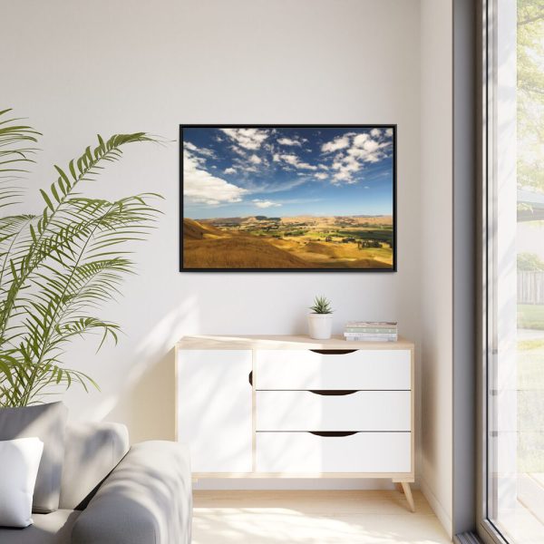 88289-383.jpg Green and Yellow Fields Under Light Clouds Framed Canvas