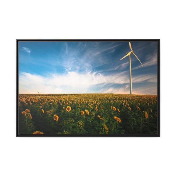 88289-386.jpg Sunflower Field with Wind Turbine Framed Canvas