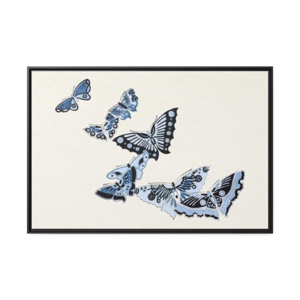Japanese butterfly by Kamisaka Sekka's Cho senshu Framed Canvas