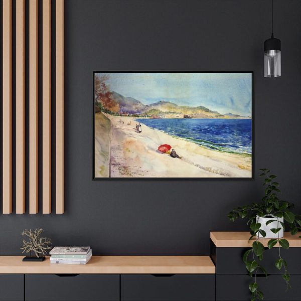 88289-84.jpg On the Beach below the Promenade des Anglais Framed Canvas