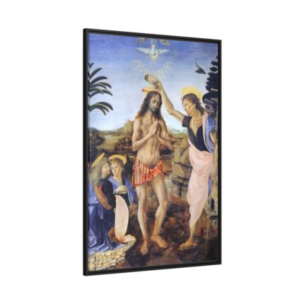 Baptism of Christ by Leonardo da Vinci Framed Canvas