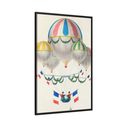 French Flag Decorated Group of Air Balloons by Leon Benett Framed Canvas