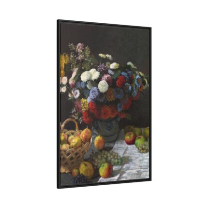 Still Life with Flowers and Fruit by Claude Monet Framed Canvas