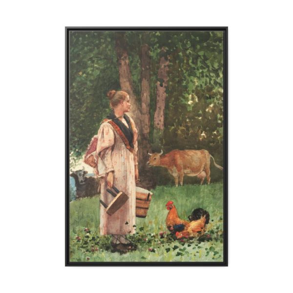 The Milk Maid by Winslow Homer Framed Canvas