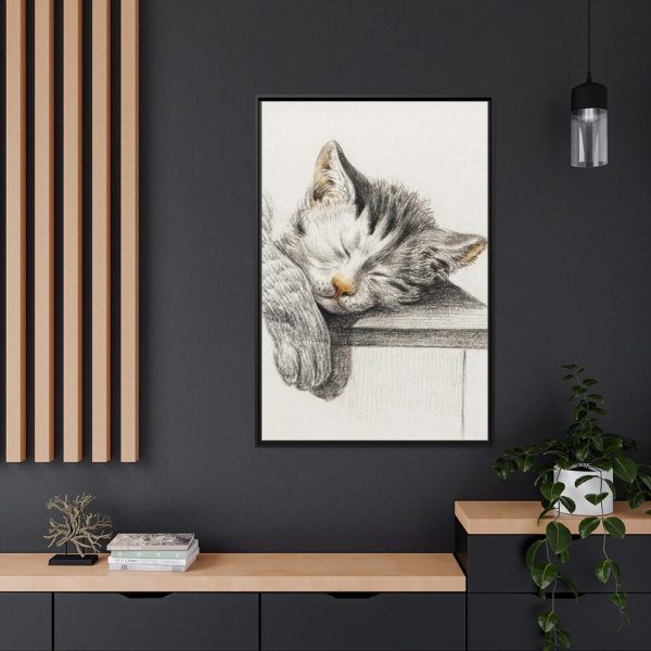 Sketch of a Sleeping Cat Framed Canvas
