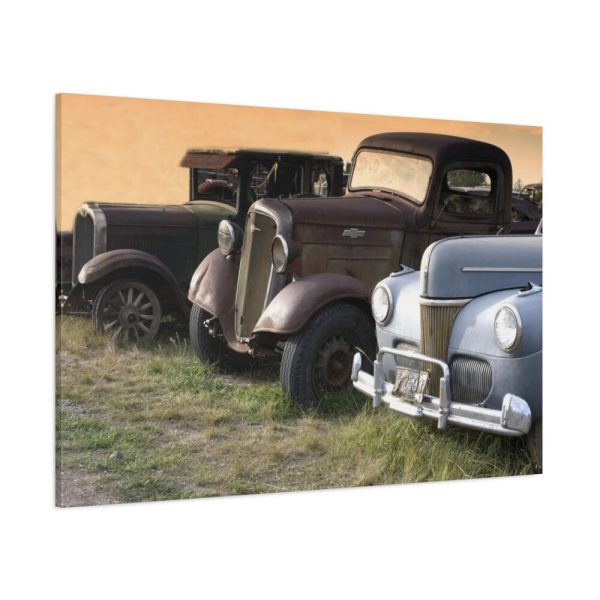 Antique Trucks and Cars Along the Road Standard Canvas