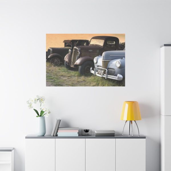 Antique Trucks and Cars Along the Road Standard Canvas