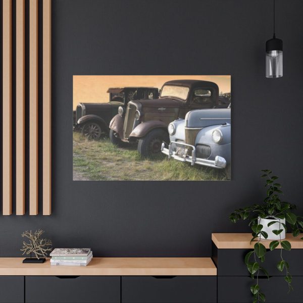 Antique Trucks and Cars Along the Road Standard Canvas