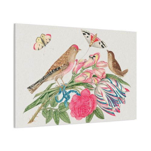 91638-175.jpg Brown Birds on Bouquet with Tulip Standard Canvas