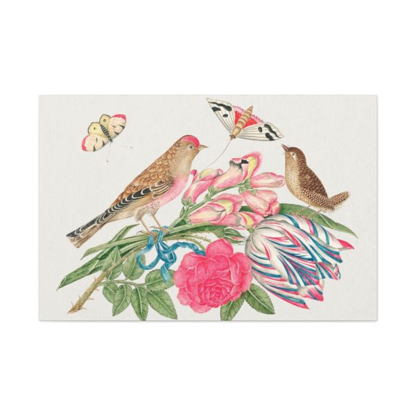 91638-176.jpg Brown Birds on Bouquet with Tulip Standard Canvas