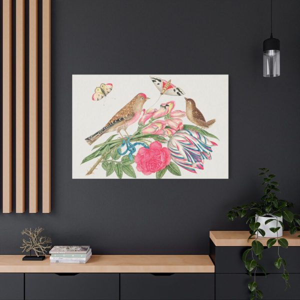 91638-178.jpg Brown Birds on Bouquet with Tulip Standard Canvas