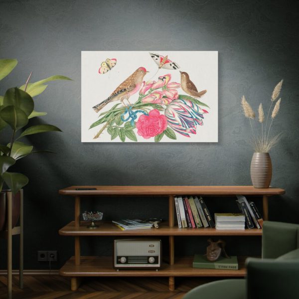 91638-179.jpg Brown Birds on Bouquet with Tulip Standard Canvas