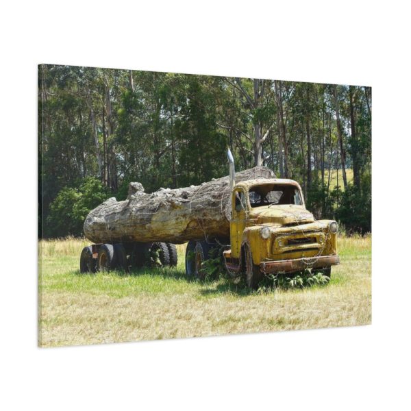 Log Truck Wrapped in Wire Standard Canvas