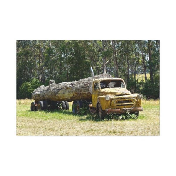 Log Truck Wrapped in Wire Standard Canvas