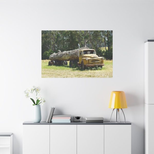 Log Truck Wrapped in Wire Standard Canvas