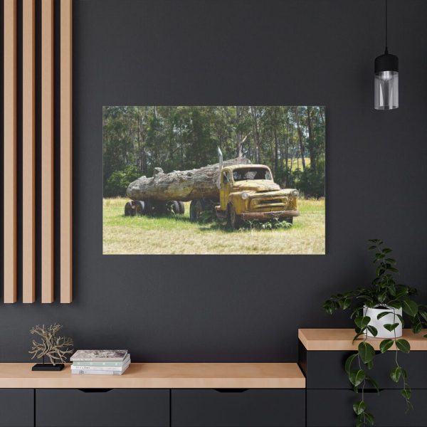 Log Truck Wrapped in Wire Standard Canvas