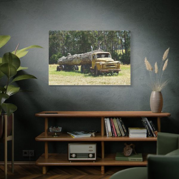 Log Truck Wrapped in Wire Standard Canvas