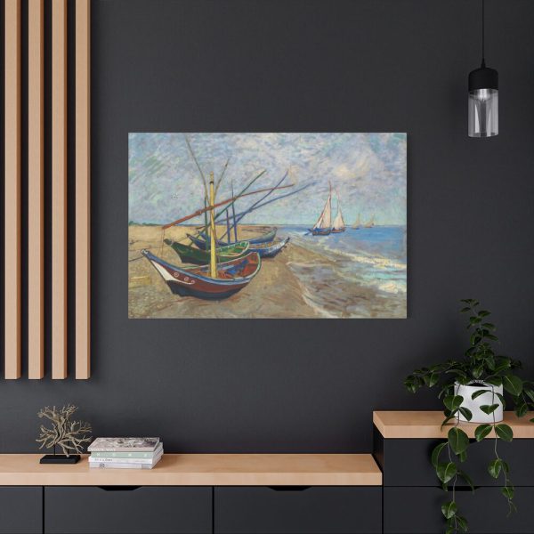 Fishing Boats on the Beach at Saintes-Maries by Vincent van Gogh Standard Canvas