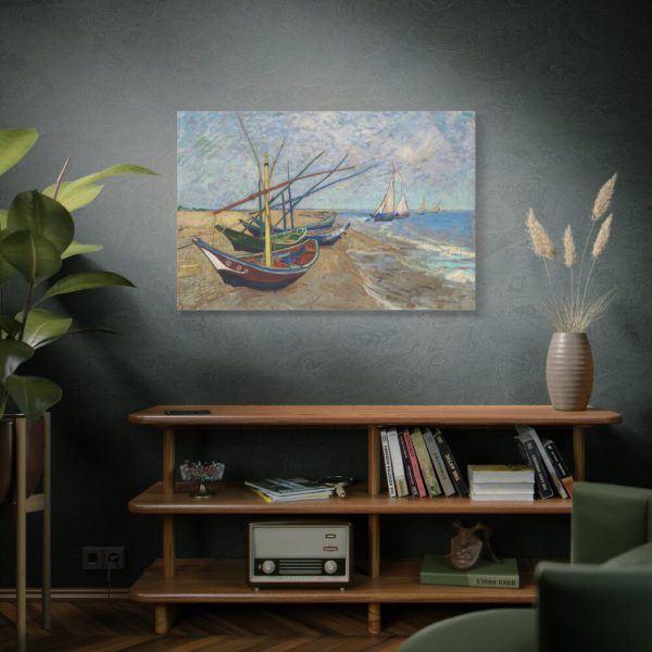 Fishing Boats on the Beach at Saintes-Maries by Vincent van Gogh Standard Canvas