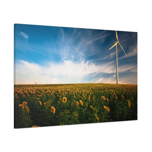 91638-395.jpg Sunflower Field with Wind Turbine Standard Canvas