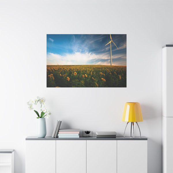 91638-397.jpg Sunflower Field with Wind Turbine Standard Canvas
