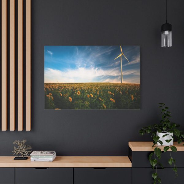91638-398.jpg Sunflower Field with Wind Turbine Standard Canvas
