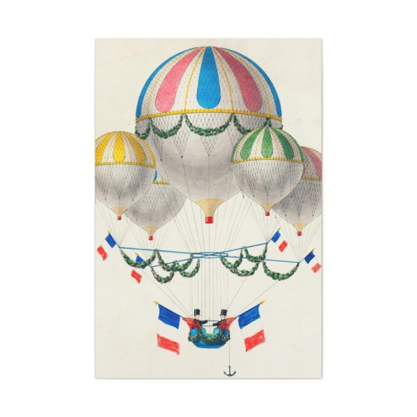 French Flag Decorated Group of Air Balloons by Leon Benett Standard Canvas
