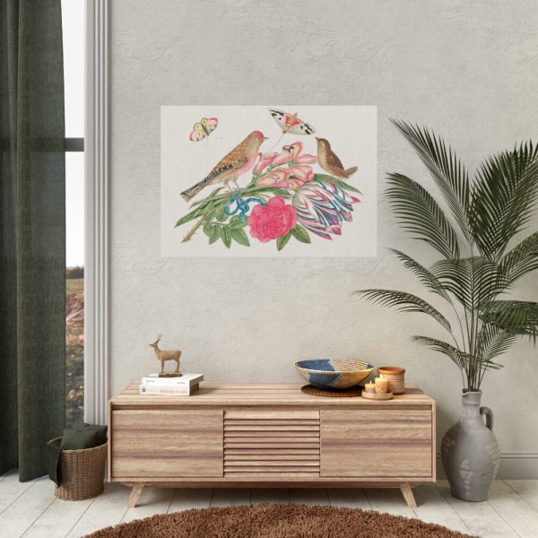 Brown Birds on Bouquet with Tulip Poster