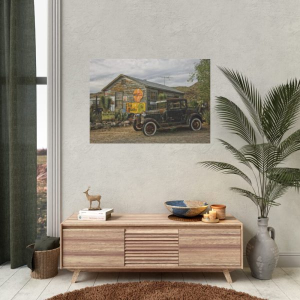 92408-160.jpg Vintage Truck by the Hut in Desert Poster