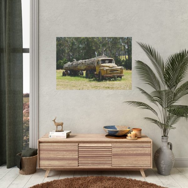 92408-175.jpg Log Truck Wrapped in Wire Poster